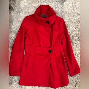 Elegant Red Wool Trench Coat for Women